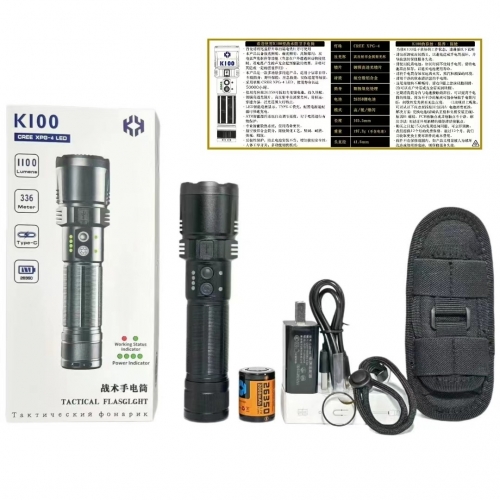 K100防身电击棒  黑鹰K100高压电击棍型户外高压电击器防身用品 防身器材防身电警棍电棒远射手电 电警棍充电筒电器 防狼居家防护多功能手电筒 便携