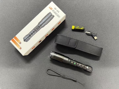 黑鹰新品W-04电击棍电棒战术强光电击手电筒高压威力大亮度高户外防身小巧便携typc充电口快充